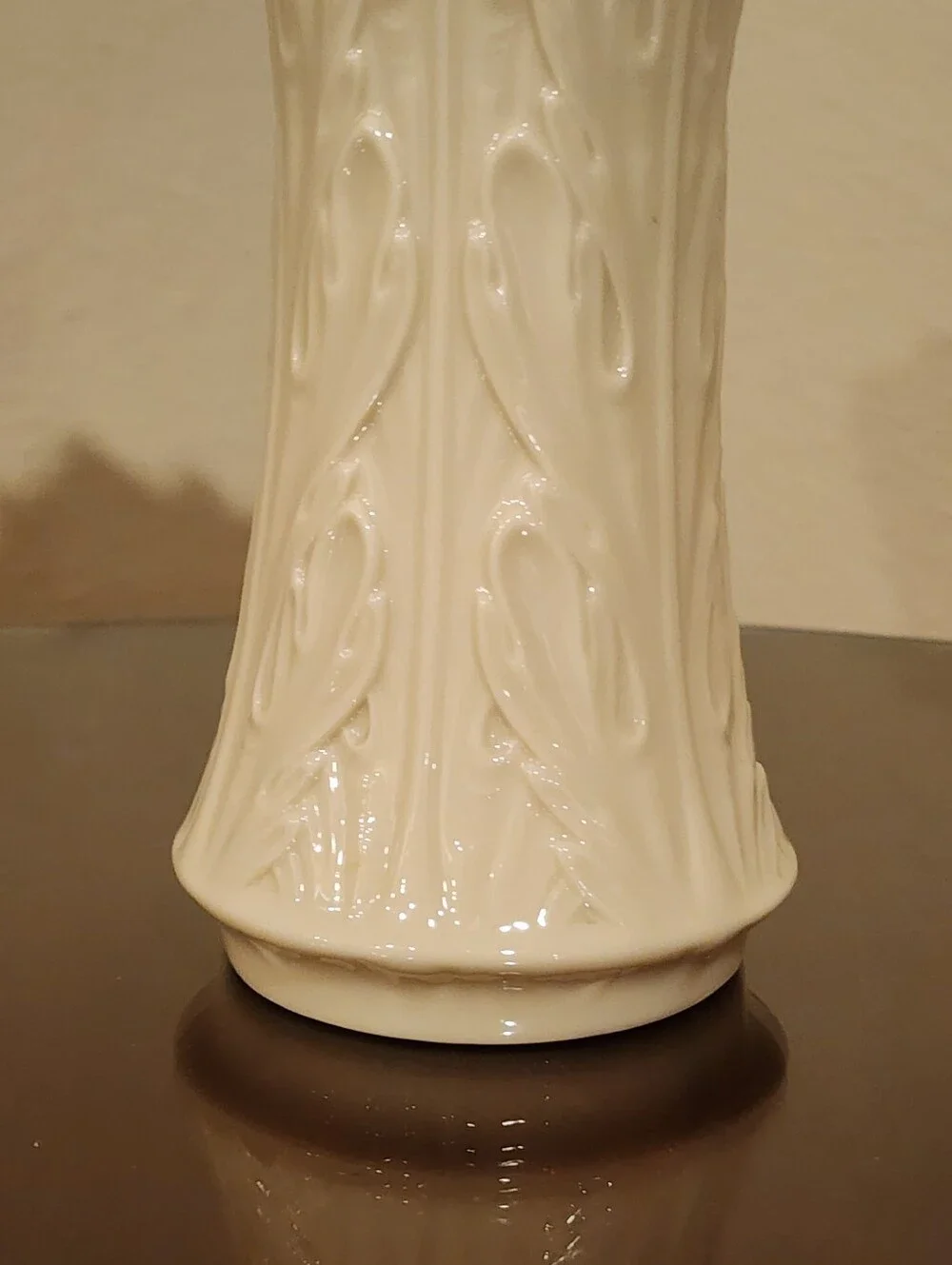 Lenox Ivory Porcelain Embossed Floral Scalloped Vase Made in USA